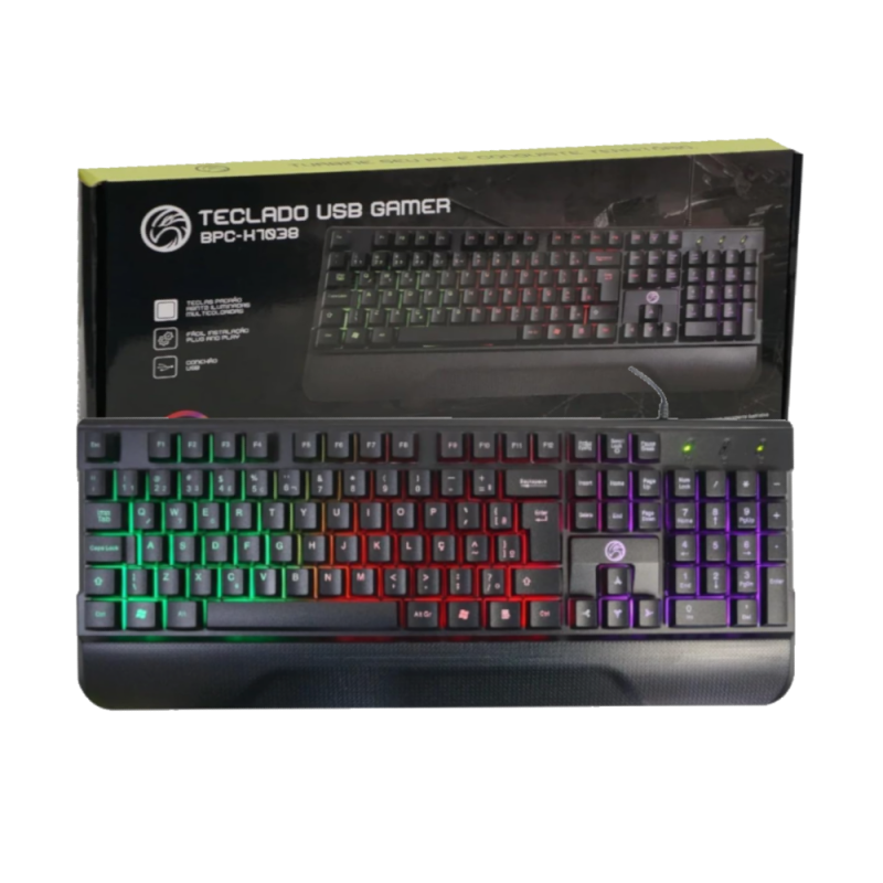 TECLADO USB SEMI MECANICO GAMER BPC-K7038 ILUMINACAO RAINBOW - Image 2