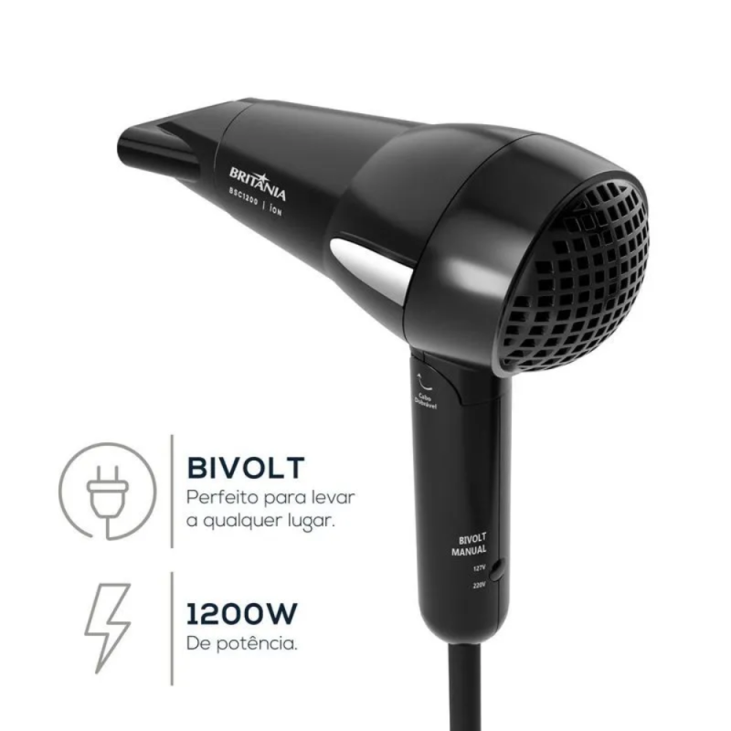Secador de Cabelo Britânia BSC1200 Tourmaline Íon Bivolt - Image 3