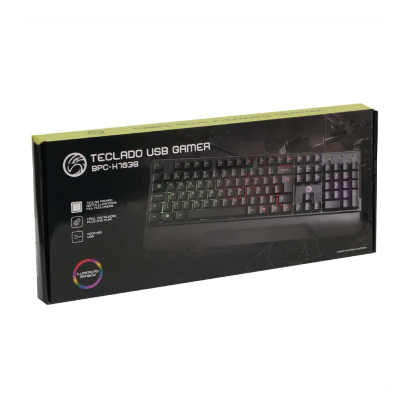 TECLADO USB SEMI MECANICO GAMER BPC-K7038 ILUMINACAO RAINBOW - Image 4
