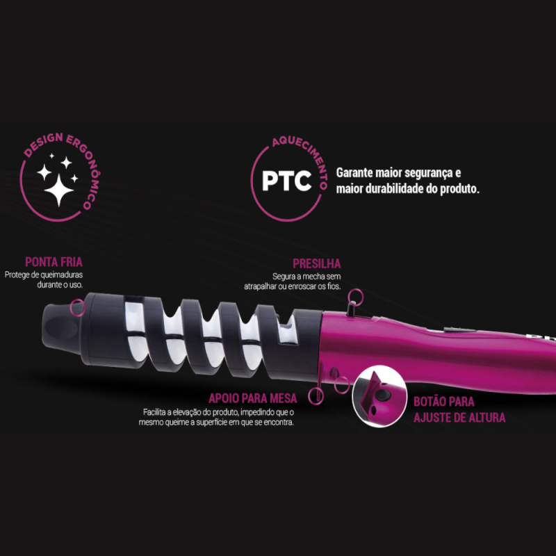 Cacheador Philco Duo Shine - Tubo de Cerâmica, Cabo Giratório - Bivolt - Rosa - Image 4