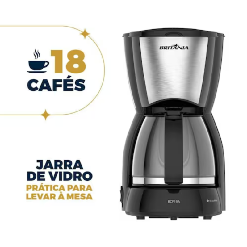 Cafeteira Britânia 18 Cafezinhos BCF19A Jarra De Vidro 110V - Image 4