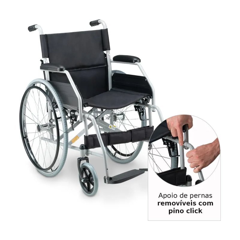 Cadeira de Rodas Dellamed D100 Dobrável Resistente em Aço - Image 3