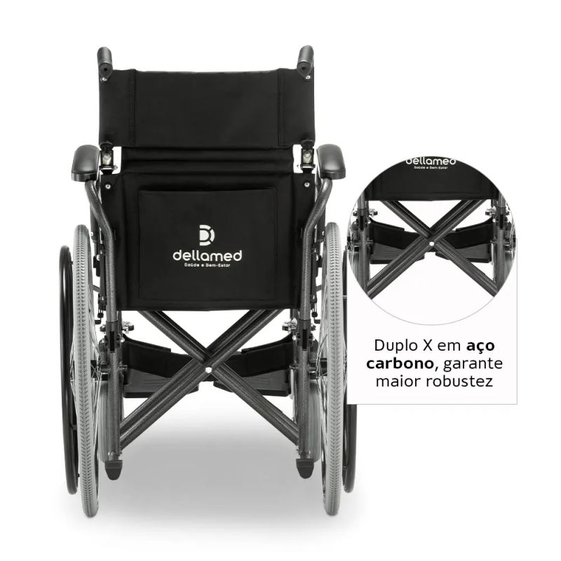 Cadeira de Rodas D400  Dellamed T46 Dobrável em Aço carbono - Image 3