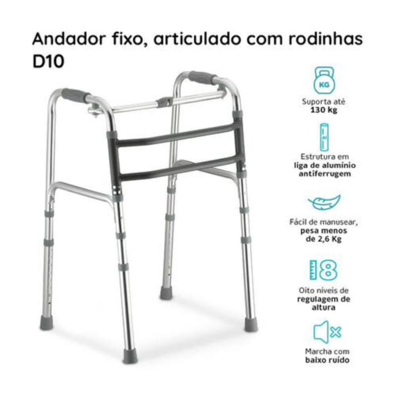 Andador Dellamed D10 Articulado 3 em 1 Alumínio Fixo Móvel - Image 4