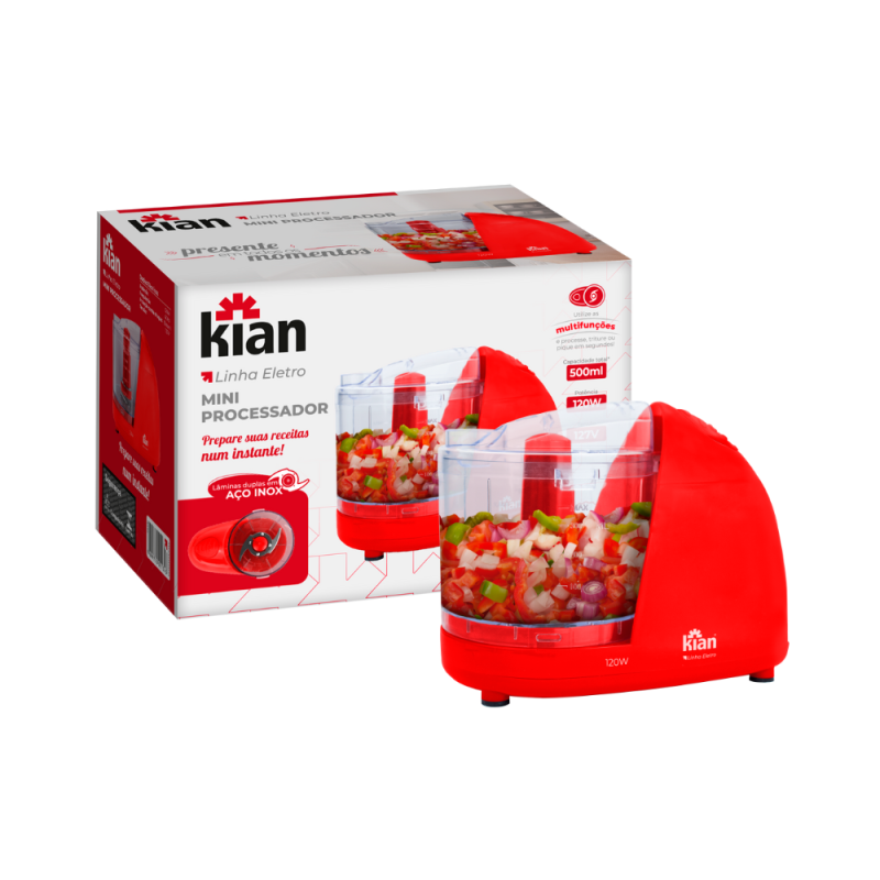 Mini Processador KIAN 120W Vermelho 500ML127V