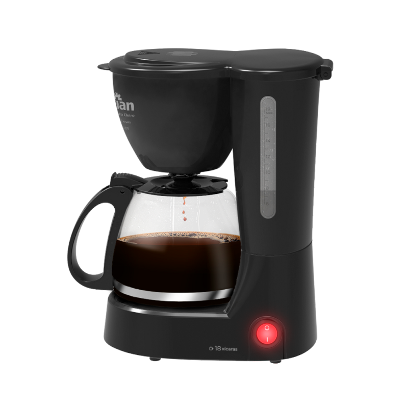Cafeteira Elétrica KIAN 18 Xícaras Preta 600Ml Cf-102 127V