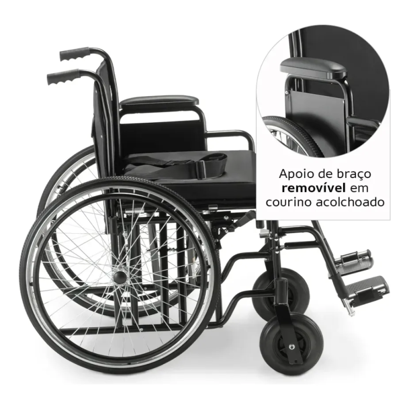 Cadeira de Rodas Dellamed D500 Dobrável 180Kg assento 62cm - Imagem 2