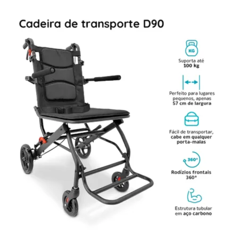 Cadeira de Transporte Dellamed 100Kg D90 - Imagem 2