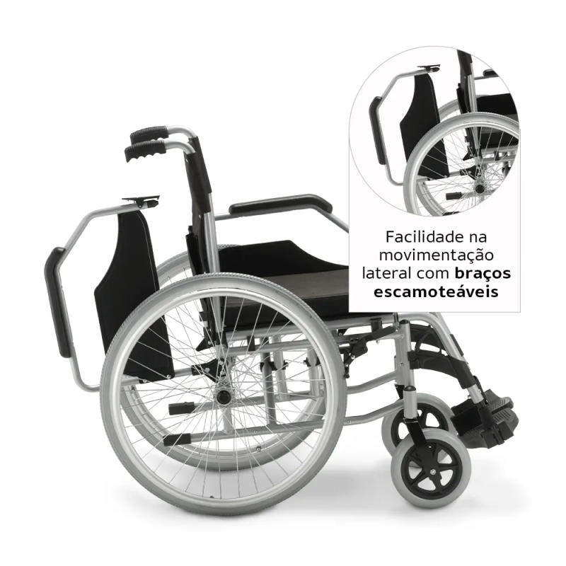 Cadeira de Rodas Dellamed D600 em Alumínio Dobrável T46 120Kg