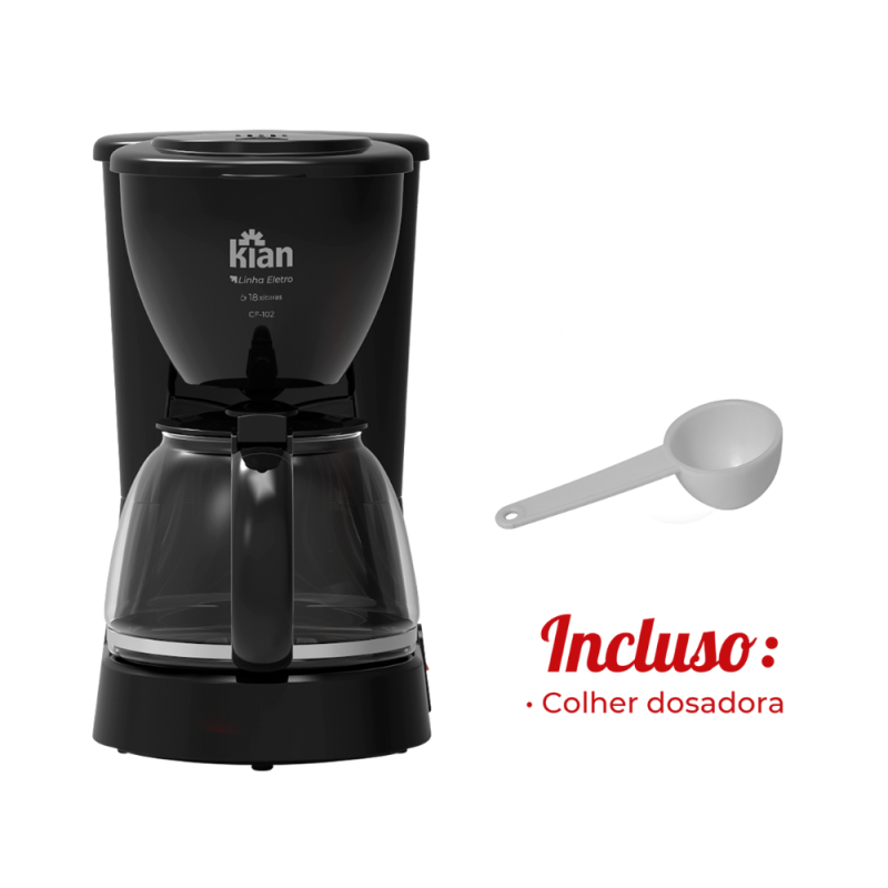 Cafeteira Elétrica KIAN 18 Xícaras Preta 600Ml Cf-102 127V - Imagem 4