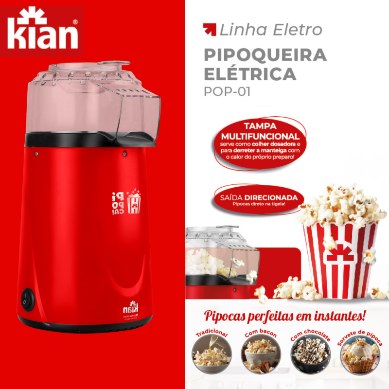 Pipoqueira eletrica KIAN POP-01 127V Vermelho - Imagem 4