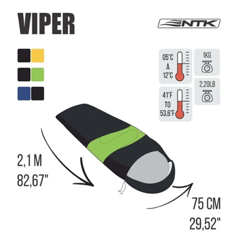 Saco de Dormir Solteiro Viper Térmico Preto Laranja Nautika - Imagem 3