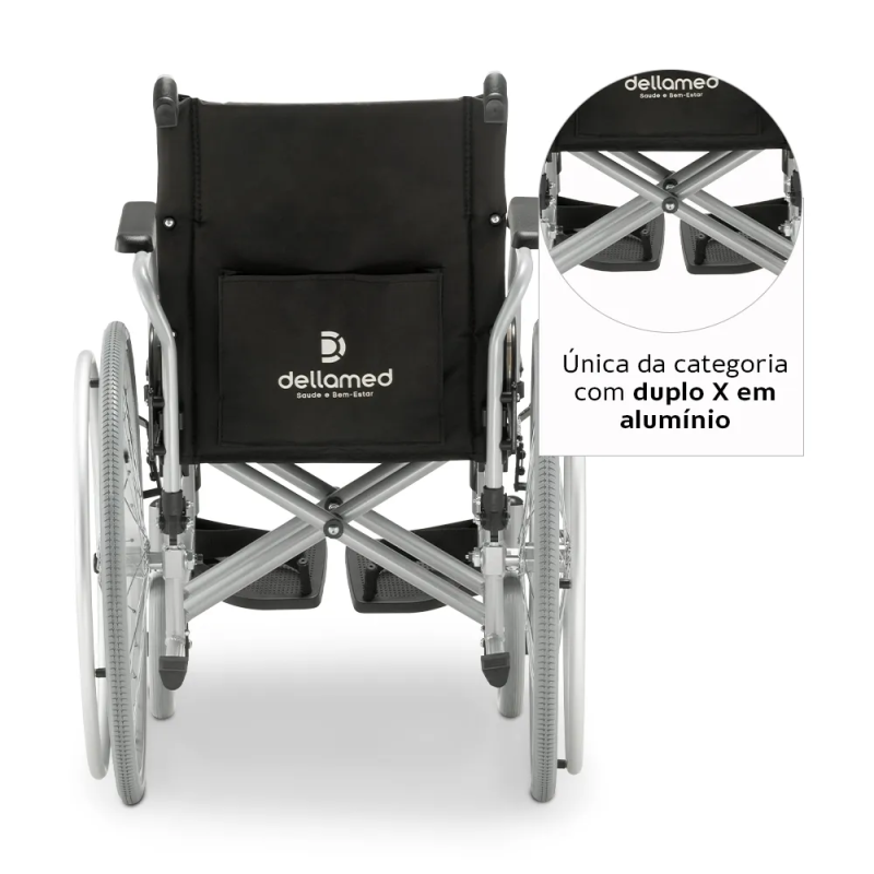 Cadeira de Rodas Dellamed D600 em Alumínio Dobrável T46 120Kg - Imagem 2