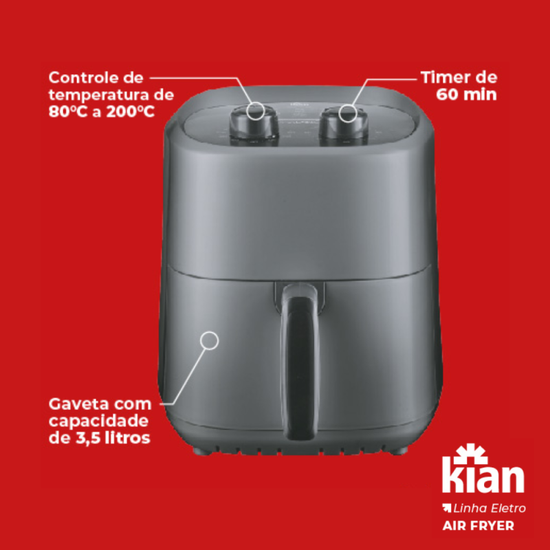 Fritadeira Elétrica Air Fryer KIAN AF105 127V 3,5L 1200W - Imagem 4