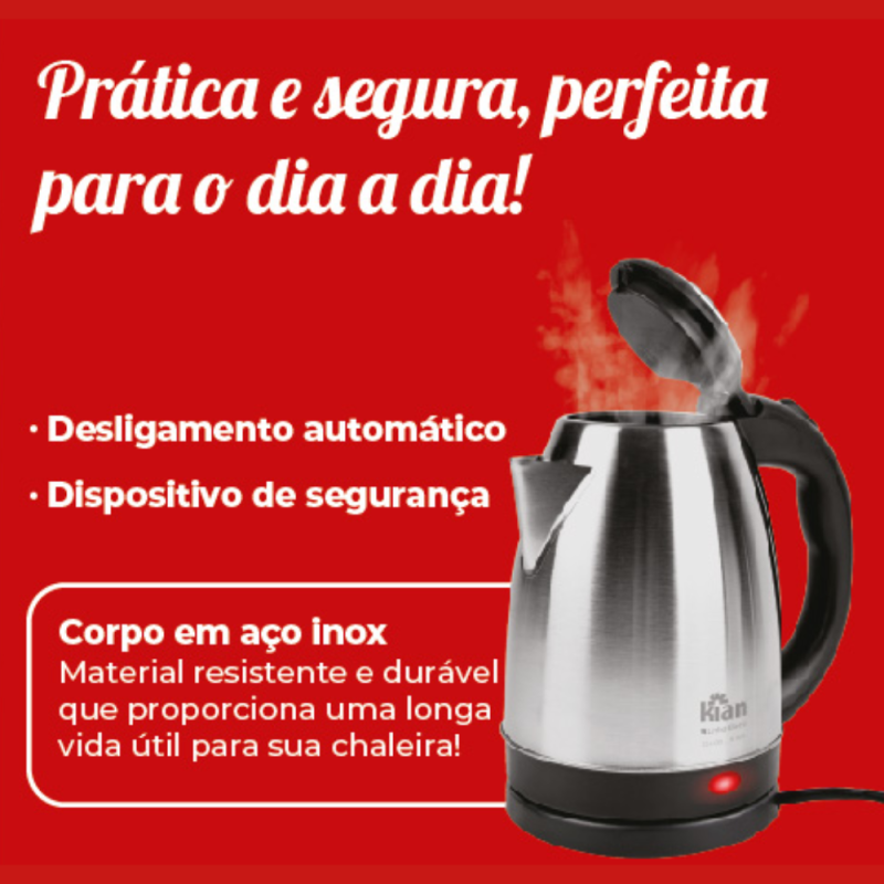 Chaleira Elétrica KIAN CH-100 127V Inox - Imagem 6