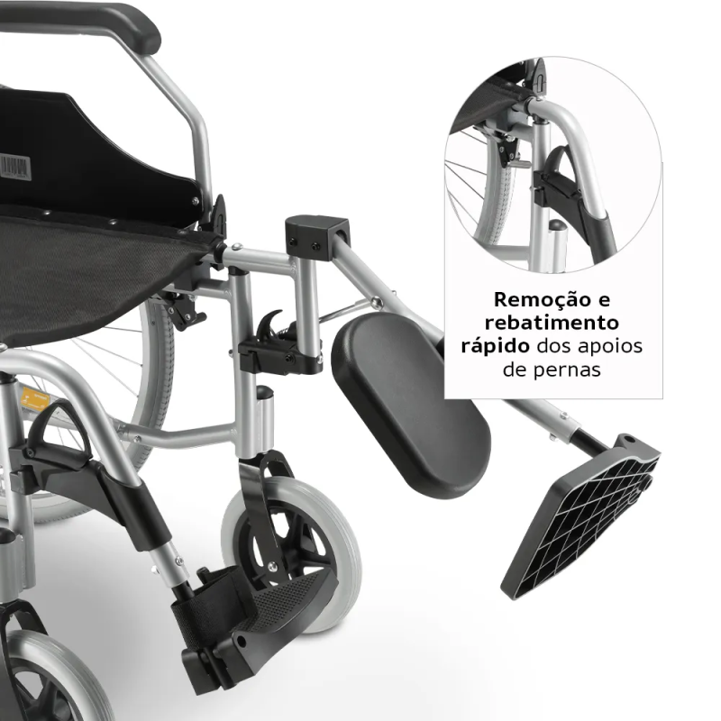 Cadeira de Rodas Dellamed D600 em Alumínio Dobrável T46 120Kg - Imagem 4