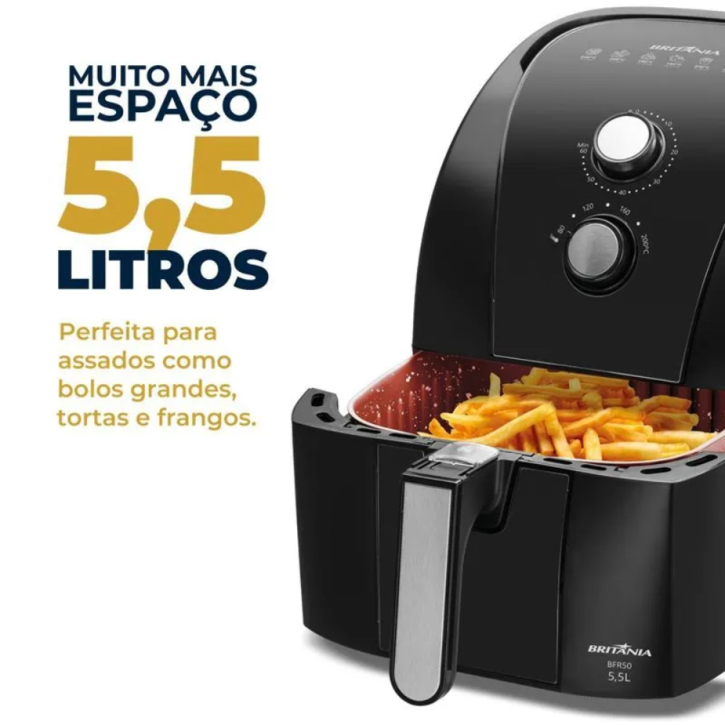 Air Fryer Britania 5,5L Antiaderente Redstone 127V BFR50 - Imagem 6
