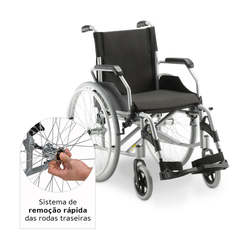 Cadeira de Rodas Dellamed D600 em Alumínio Dobrável T46 120Kg - Imagem 5