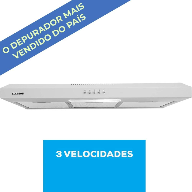 Depurador de Ar Slim Suggar 80cm 5 Bocas 3 Vel. Branco - Imagem 2