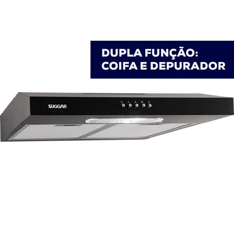 Depurador de Ar Suggar Slim 60cm 4 Bocas 3 Velocidades Preto - Imagem 3
