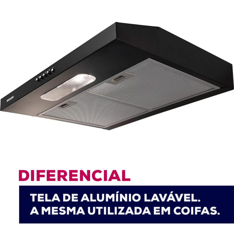 Depurador de Ar Suggar Slim 60cm 4 Bocas 3 Velocidades Preto - Imagem 4