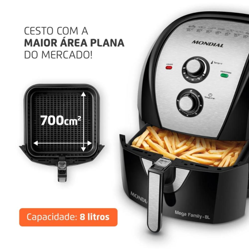 Fritadeira Mondial AFN-80 8L Preta Inox 127V - Imagem 3