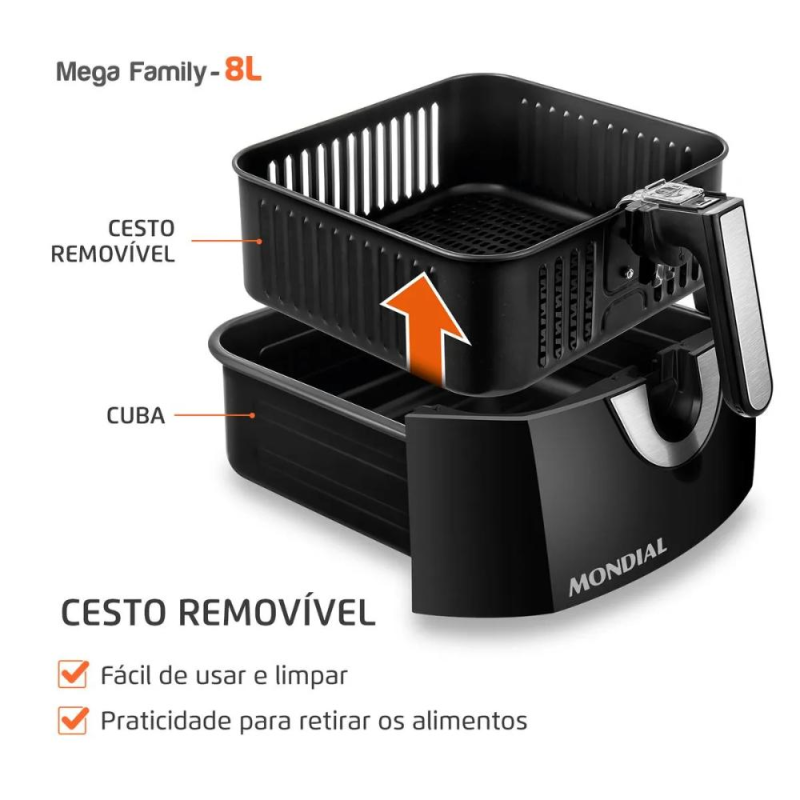 Fritadeira Mondial AFN-80 8L Preta Inox 127V - Imagem 4