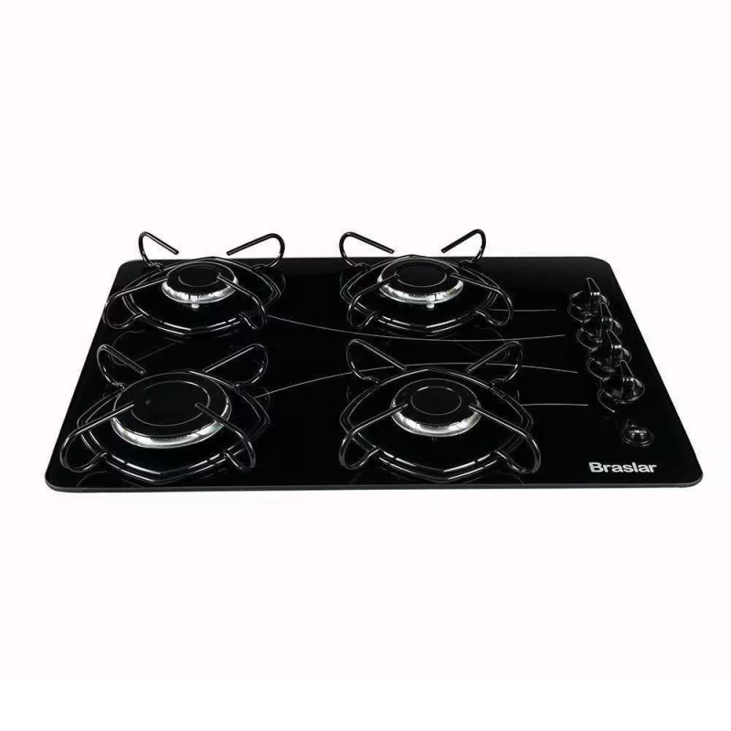 Cooktop a gas Braslar Pop 4 bocas Mesa de vidro