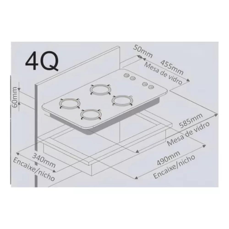Cooktop a gas Braslar Pop 4 bocas Mesa de vidro - Imagem 5